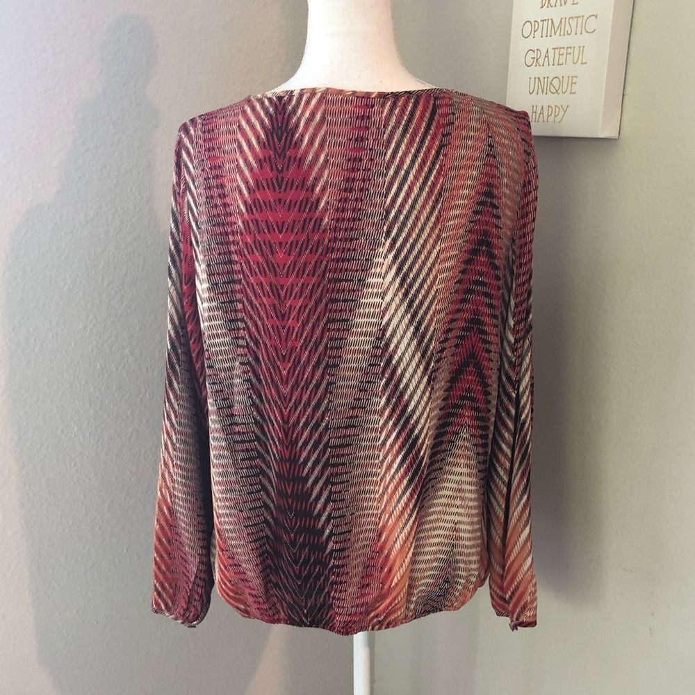 Chico’s Red Patterned Wrap Blouse - image 4